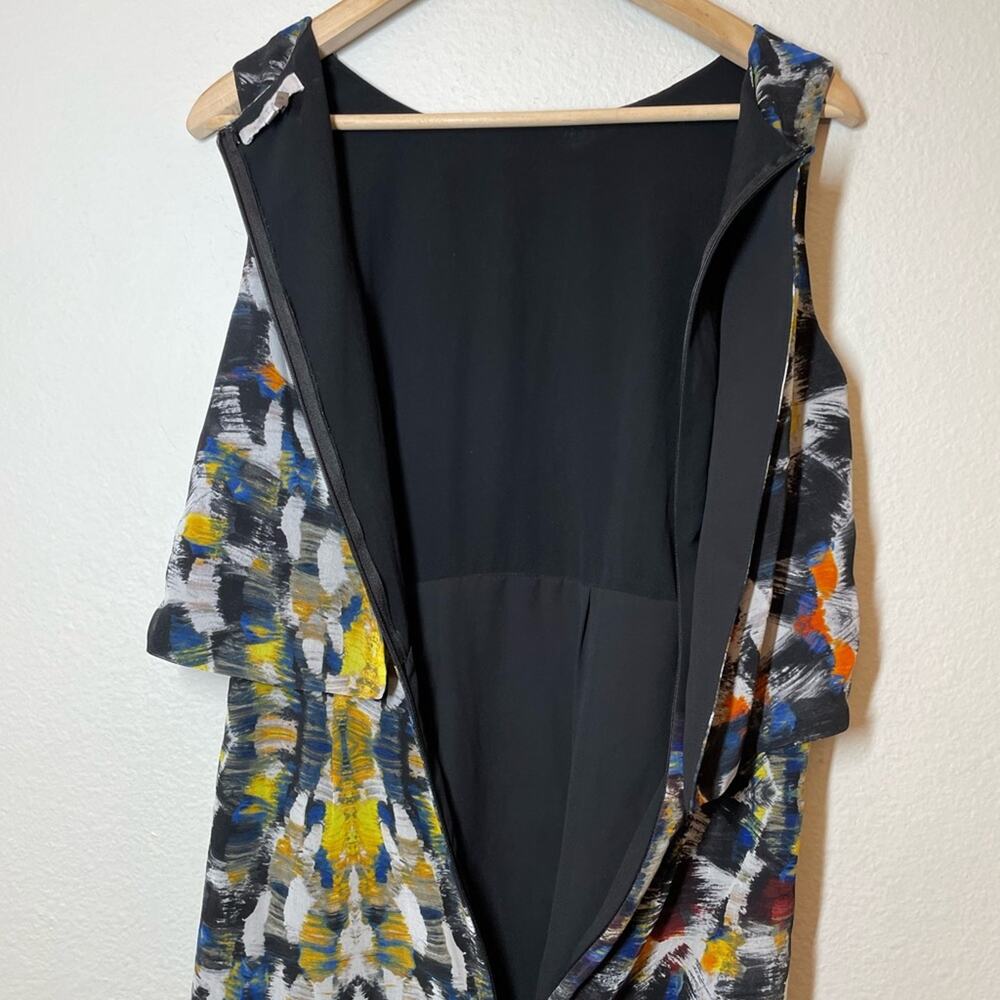1.state Abstract Print Dress Sleeveless Pockets Medium Split Back Black - Picture 6 of 6